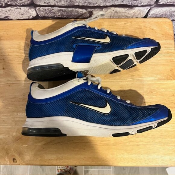 Nike Blue & White Lace Up Fabric Sneakers Size 11.5 - Picture 3 of 8